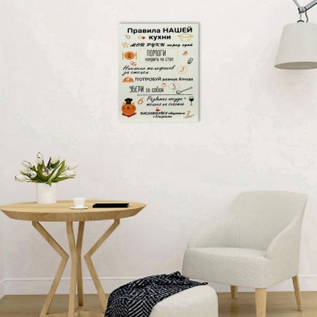 Picture on the canvas "Rules of our kitchen" 40x50 cm-3