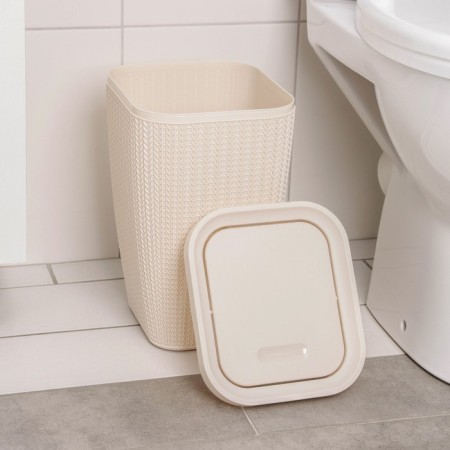Garbage container "knitted weaving", 10 l, beige color-3