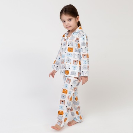 Pajama nursery (shirt, trousers) kaftan "animals" p. 122-128, white-3