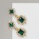 Earrings with “openwork” rhinestones duet, emerald color in gold