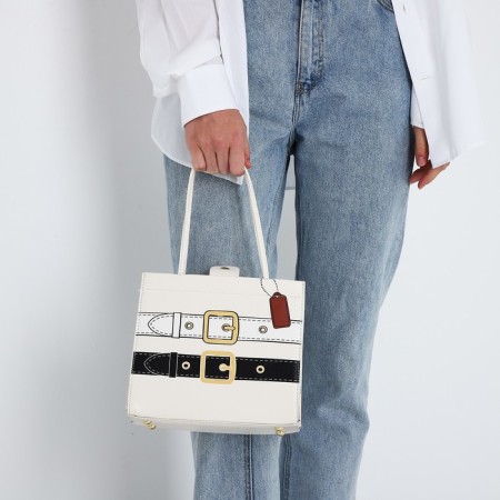 Female bag, lightning tout, white color-7