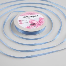 Satin tape, 3 mm × 45 ± 1 m, color of sky blue No. 278