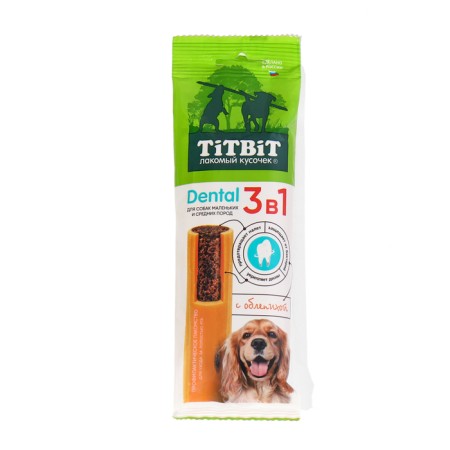 Dental 3V1 with sea buckthorn for dogs Titbit for small and medium breeds, 110 g