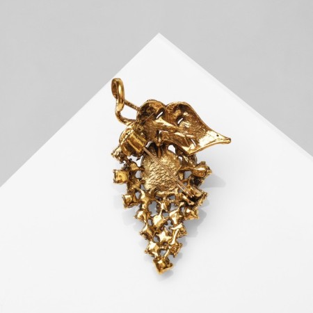 Brooch "Branch", blue-pink color in black gold-1