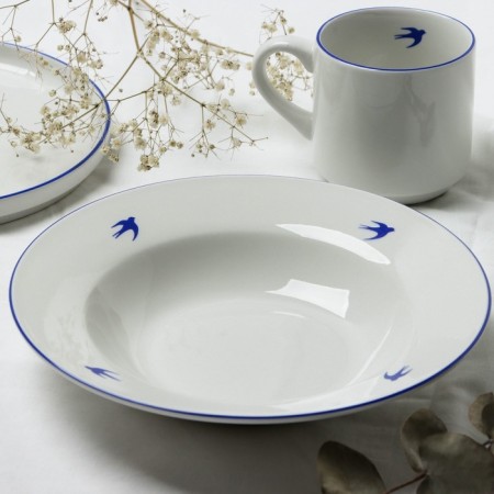 Ceramic “Swallow” plate, 22.4 cm, 300 ml, white color-2