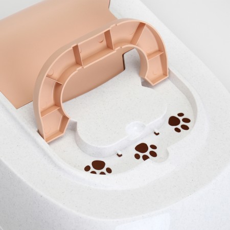 Domical toilet for cats, closed with a door 57 x 43 x 38 cm, beige-white-4