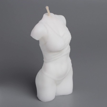 Figure candle "Women's silhouette" with flowers, 4.5x3.5x9.5 cm, white-1