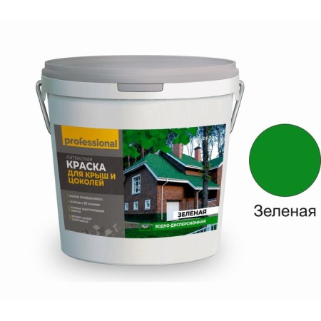 Paint for roofs and basements, 7 kg, green color-1
