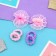 Hair elastic band "Lace" (set 6 pcs) bows, pink-lilac