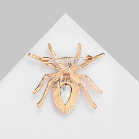 Brooch "Spider", white-pink color in gold-3