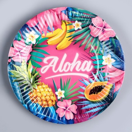 A set of paper dishes "Aloha", 6 plates, 6 glasses-8
