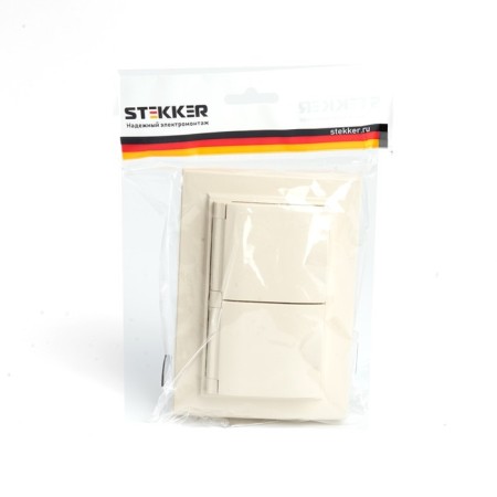 2-seater s/s outlet with a lid, Stekker series Erna, PST16-9015-02, ivory-6