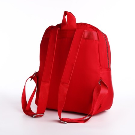 City backpack of textiles on lightning, 2 outer pockets, red color-1