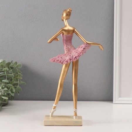Polystone souvenir "Ballerina in a rack in a pink pack" Pink with gold 5.5x14x31 cm-3