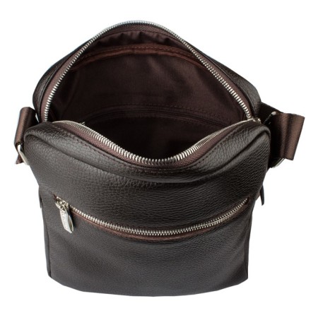 Male bag, lightning department, 1 external pocket, adjustable belt, brown color-2