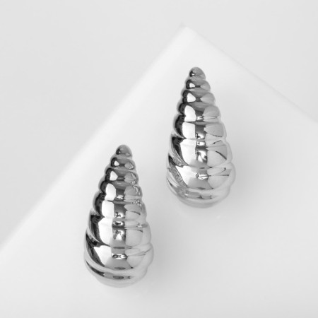 Earrings plastic "drop" vibration, silver color-2