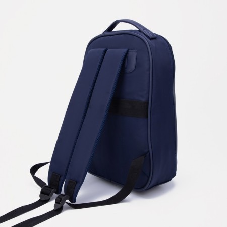 Youth backpack from textiles, mounting for a suitcase, blue color-1