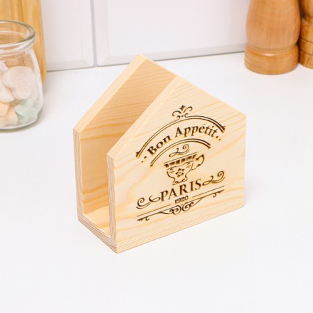 Bon Appetit napkin, 10 x 5 x 10.5, wood, light-5