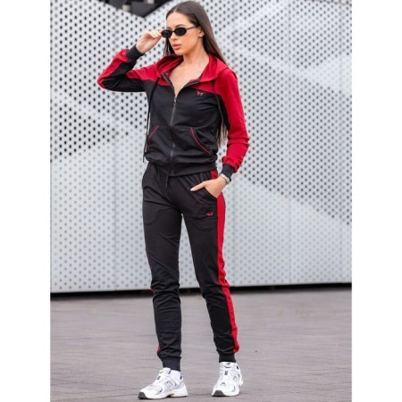 Female ishomine is a suit, size 48, black color, burgundy-3