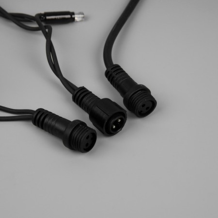 Garland “thread” 10 m, IP65, UMS, dark rubber thread, 100 LED, warm white glow, flicker, 220 V-3