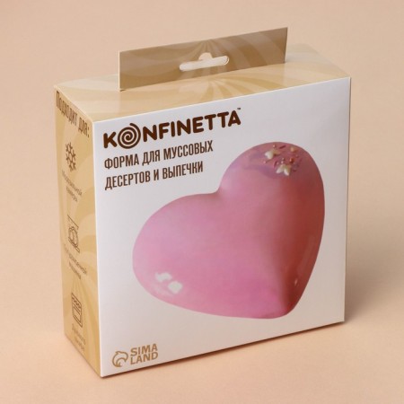 Form for baking and mousse desserts Konfinetta "Heart", silicone, 15.5 × 15.5 × 5.5 cm, white color-6