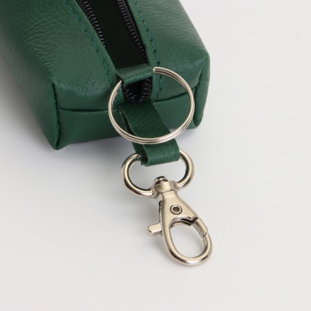 Key of zipper, length 16 cm, ring, carbine, green color-1