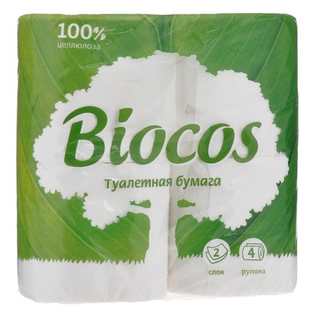 Biocos toilet paper, 2 layers, 4 rolls