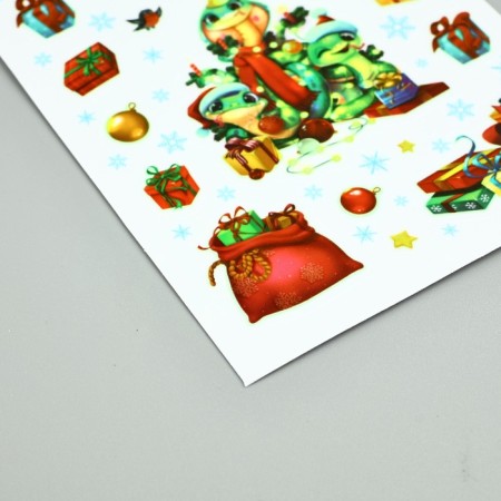 Sticking with a luminous layer "New Year snakes 2025", 10.5 x 14.8 cm, New Year-1