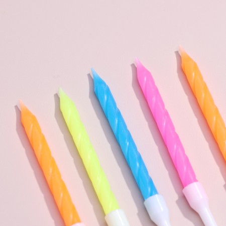 Candles for the cake "Neon", 10 pcs, multi -colored, 14 cm-2