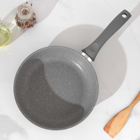 Pan, d = 24 cm, plastic handle, anti -stick coating, color light marble-1