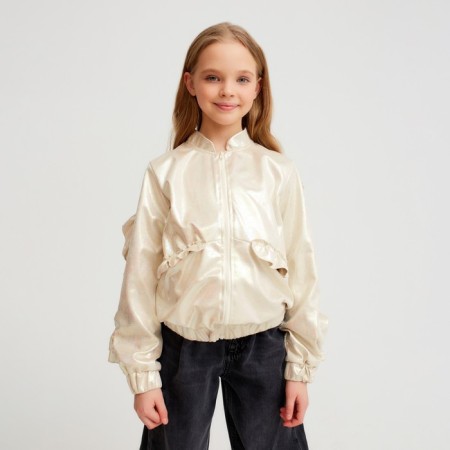 Jacket (bomber) children's minku: casual collection kids beige color, height 134