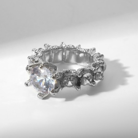 Ring "Jewel" luxury, white color in silver, size 18-2