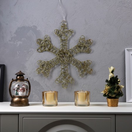 LED figure "Snowflake" 40 cm, metal, AAX3 batteries (not in the kit), a glow of warm white-1