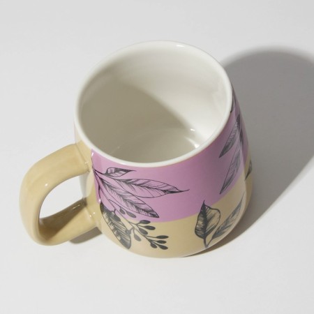 Ceramic "Leaves" mug, 350 ml, beige color-3