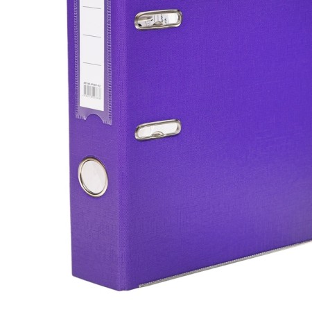 A4, 50 mm registrar, calligrata, PVC, embossing "Len", metal edging, pocket for a spine, assembled, purple, mix-11