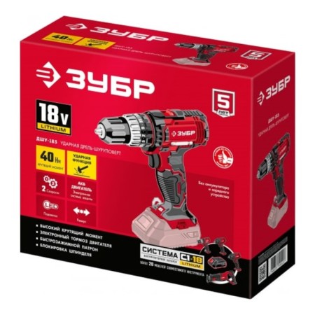 Drill-shuruvret shock bison DShu-185, 18 V, 1400 rpm, 22500 beats/min, without ZU and AKB-3