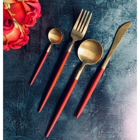 Set of cutlery Lenardi Vivid, 24 objects, red color-1