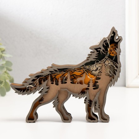 Souvenir tree Light "howling wolf" 16x14 cm-1