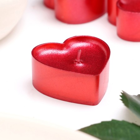 Set of candles in the sleeve "Heart", 12 pcs, ruby ​​metallic-1