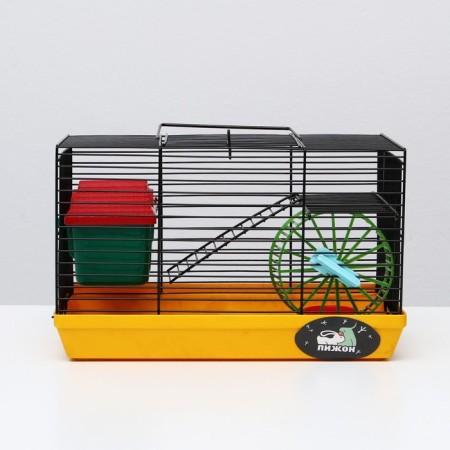 Mini cell for rodents "Pijon" No. 2, equipped, 27 x 15 x 16 cm, yellow-1
