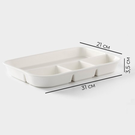 Menzhitsa Porcelain 4 Magistro cells "Blanche", 31 × 21 × 3.5 cm, white color-4