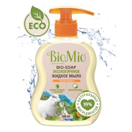 Ecological liquid soap with BIOMIO apricot oil. Bio-iAP, 300 ml