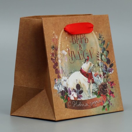 Craft square “Believe in miracles”, 14 x 14 x 9 cm, New Year-2