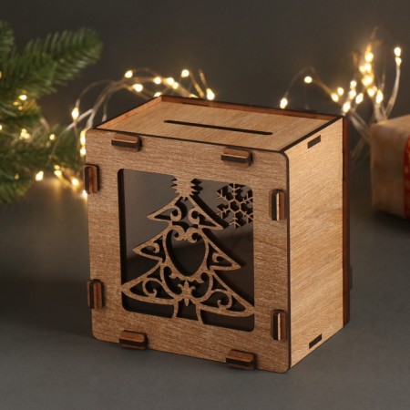 New Year's piggy bank "Christmas tree" 12x12x9 cm-2