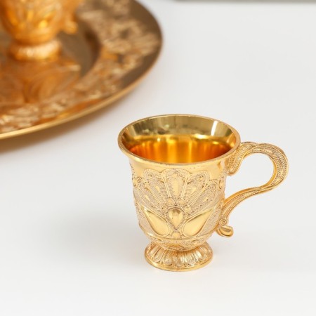 Set of wine jug, 6 glasses and tray "Istanbul. Medallion and patterns" Gold-1