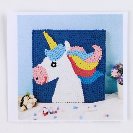Application with pompom "Unicorn" size - 20 × 20 cm, glue 30 ml-4