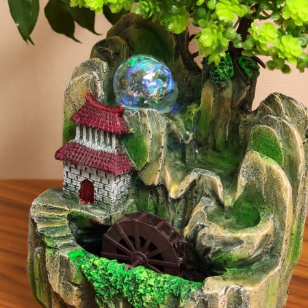 Fountain "House under a tree in the mountains" 29x16 cm (with backlight)-1