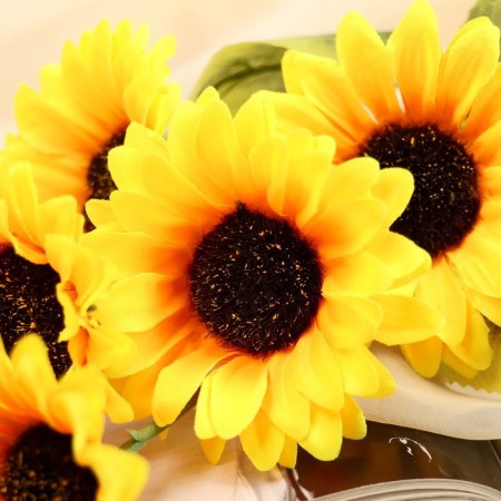Artificial flowers "five sunflower" 9x53 cm-1
