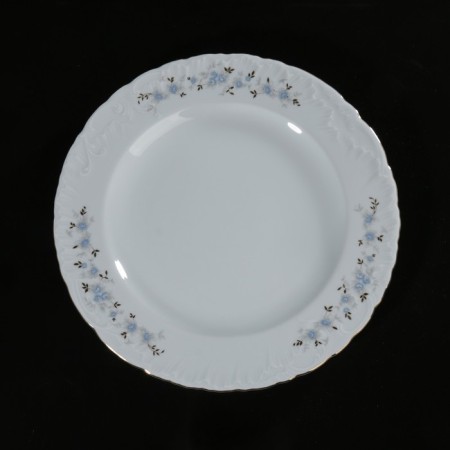 Round Rococo, Blue Flowers, Gold, 32 cm, Blue Flowers-1
