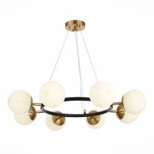 Suspended EVOLUCE lamp. Sle220403-08. Forli. 8x60 watts, E27, 75x75x18 cm, black color, brass